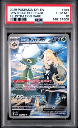 2025 POKEMON DRI EN-DESTINED RIVALS ILLUSTRATION RARE CYNTHIA'S ROSERADE PSA 10 - Image 1