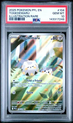 2025 POKEMON PFL EN-PHANTASMAL FLAMES ILLUSTRATION RARE #104 TOGEDEMARU PSA 10 - Image 1