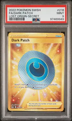 2022 POKEMON SWORD & SHIELD LOST ORIGIN SECRET #216 FULL ART/DARK PATCH PSA 9 - Image 1