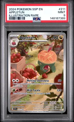 2024 POKEMON SSP EN-SURGING SPARKS ILLUSTRATION RARE #211 APPLETUN PSA 9 - Image 1
