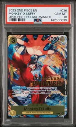 2023 ONE PIECE KINGDOMS OF INTRIGUE PRE-RELEASE-WINNER MONKEY D. LUFFY PSA 10 - Image 1