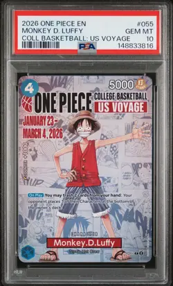 2026 ONE PIECE PROMOS COLLEGE BASKETBALL: US VOYAGE MONKEY D. LUFFY PSA 10 - Image 1