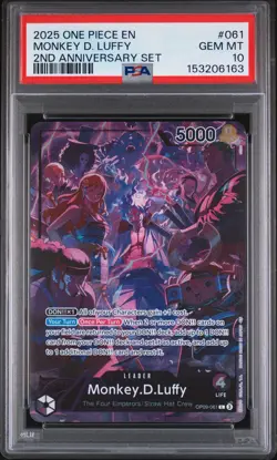 2025 ONE PIECE ENGLISH VERSION 2ND ANNIVERSARY SET #061 MONKEY D. LUFFY PSA 10 - Image 1