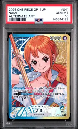 2025 ONE PIECE JPN OP11-A FIST OF DIVINE SPEED ALTERNATE ART #041 NAMI PSA 10 - Image 1