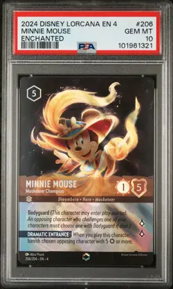 DISNEY LORCANA EN 4-URSULA'S RETURN MINNIE MOUSE - MUSKETEER CHAMPION PSA 10 - Image 1