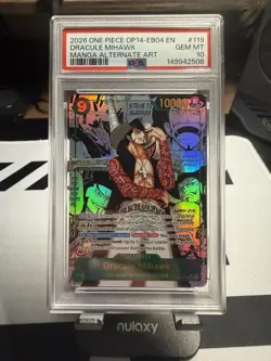 2026 One Piece OP14-EB04 En Manga Alternate Art #119 Dracule Mihawk PSA 10 - Image 1
