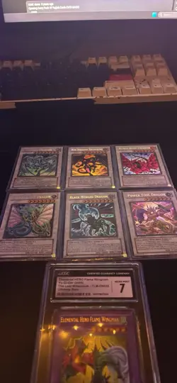 Konami Yu-Gi-Oh! Card Lot CGC 7 Flame Wingman and First Edition Signer Dragons - Image 2