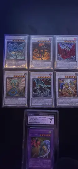 Konami Yu-Gi-Oh! Card Lot CGC 7 Flame Wingman and First Edition Signer Dragons - Image 3
