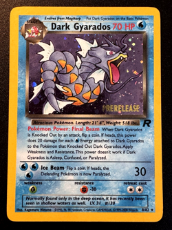 Prerelease Dark Gyarados 8/82 Team Rocket Pokemon Card Stamped Holo Foil Rare MP - Image 1