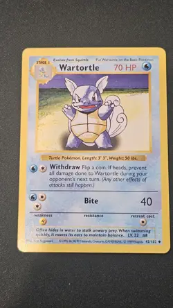 Pokemon TCG Base Set Wartortle 042/102 SHADOWLESS English Card - Image 2