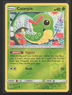 Caterpie Common SM - Unbroken Bonds 2/214 NM Pokemon Card Reverse Holo - Image 1