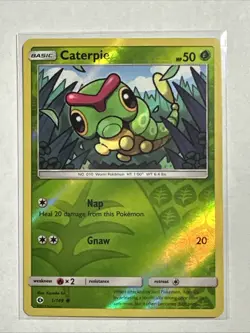 Caterpie 1/149 Common Reverse Holo Card Sun & Moon Pokemon TCG NM - Image 1