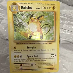 Pokemon Raichu Holo Rare Evolutions 2016 100 HP 70+ Attack Card 36/108 - Image 1