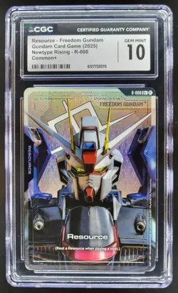 2025 GUNDAM CARD GAME RESOURSE FREEDOM GUNDAM R-008 NEWTYPE RISING CGC 10 TL3 - Image 1
