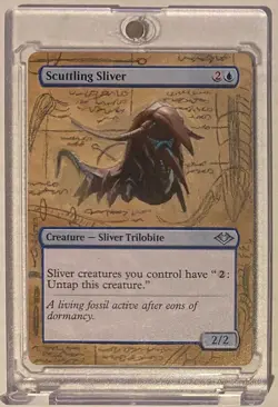 SCUTTLING SLIVER (MH1) MTG Magic SCHEMATIC Hand Painted Altered Extended Art - Image 1