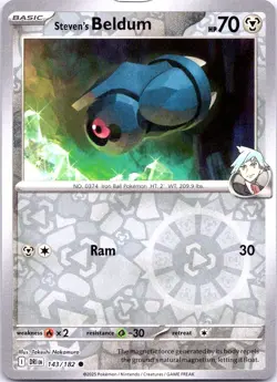STEVEN'S BELDUM 143/182 COMMON DESTINED RIVALS POKEMON LP REVERSE HOLO - Image 1