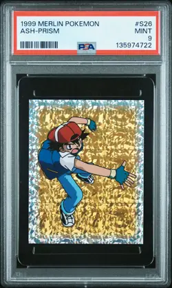 1999 MERLIN POKEMON #S26 ASH-PRISM PSA 9 - Image 1