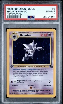1999 POKEMON FOSSIL 1ST EDITION #6 HAUNTER-HOLO PSA 8 NM-MT - Image 1