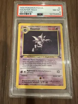 1999 POKEMON FOSSIL 1ST EDITION #6 HAUNTER-HOLO PSA 8 NM-MT - Image 3