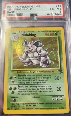 Pokemon TCG Nidoking Base Set 11/102 Holo Unlimited Holo Rare PSA - Image 2