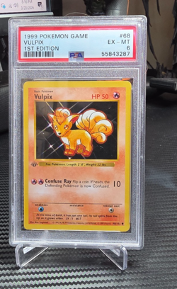 1999 Pokemon Vulpix 068/102 Base Set (Shadowless) 1st Edition PSA EX-MT 6 - Image 1