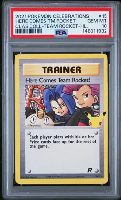 2021 POKEMON CELEBRATIONS CLASSIC COLL #15 HERE COMES TEAM ROCKET!-HOLO PSA 10 - Image 1