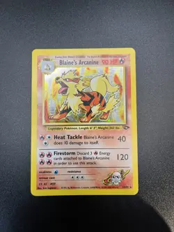 Blaine's Arcanine - 1/132 - Holo Rare - GYM CHALLENGES Unlimited Pokemon LP #1 - Image 1