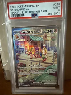 2023 POKEMON PALDEA EVOLVED SPECIAL ILLUSTRATION RARE #258 SKELEDIRGE EX PSA 9 - Image 1