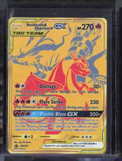 2021 Pokemon Sun & Moon Black Star Promo #SM247 Reshiram & Charizard GX - Image 1