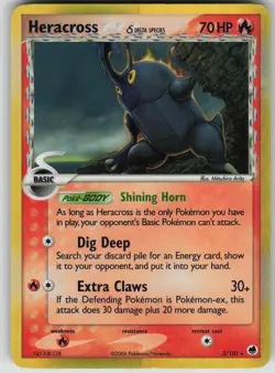 Pokemon TCG Heracross (Delta Species) Holo Rare Dragon Frontiers 3/101 - Image 1