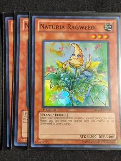 Yugioh - 3x Naturia Ragweed HA04-EN050 1st Edition Super Rare NM - Image 1