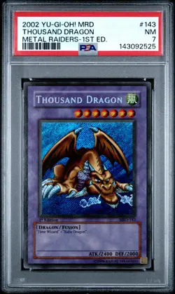 2002 YU-GI-OH! MRD-METAL RAIDERS 1ST EDITION #143 THOUSAND DRAGON PSA 7 - Image 1