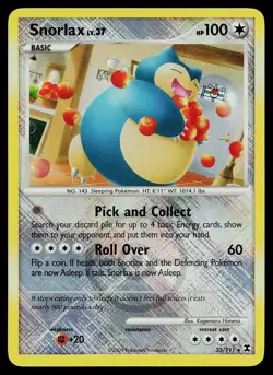 Pokemon Card - Snorlax League Promo Rising Rivals 33/111 Reverse Holo Crosshatch - Image 1