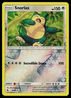 Pokemon Card Hidden Fates Snorlax 50/68 Rare Reverse Holo - Image 1