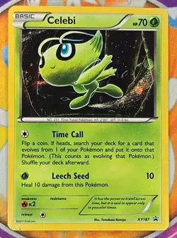 🔥2017 Pokemon CELEBI Black Star Promo COSMOS HOLO Card #XY187 HD GALAXY SWIRL🔥 - Image 1