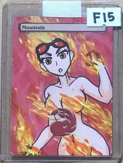 MOUNTAIN - BASIC LAND (ANIME GIRL) MTG CHANDRA Hand Painted Altered Extended Art - Image 1