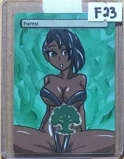 FOREST - BASIC LAND (ANIME) MTG VIVIEN REID Hand Painted Altered Extended Art - Image 1