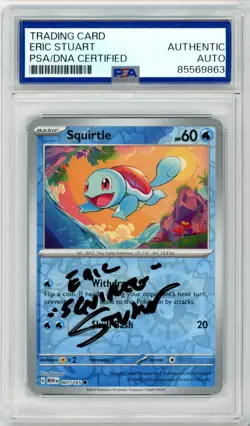 PSA Eric Stuart Signed Squirtle 151 - (Reverse Cosmos Holo) 007/165 Pokemon TCG - Image 1
