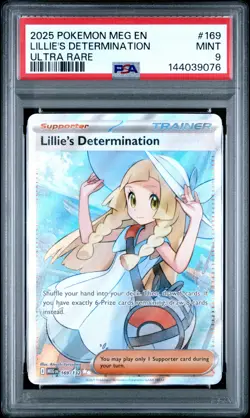 PSA MINT 9 - 2025 POKEMON MEG EN-MEGA EVOLUTION 169 LILLIE'S DETERMINATION - Image 1