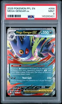 2025 POKEMON PFL EN-PHANTASMAL FLAMES #056 MEGA GENGAR EX PSA 9 - Image 1