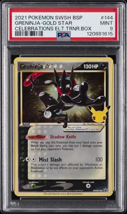 2021 POKEMON SWSH BLACK STAR PROMO #144 GRENINJA-GOLD STAR PSA 9 - Image 1