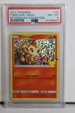 2021 POKEMON Chimchar HOLO MCDONALD'S COLLECTION #12 PSA 8 NM-MINT - Image 1