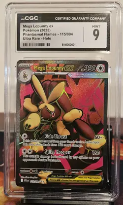 CGC 9 Mega Lopunny ex 115/094 Phantasmal Flames Pokemon ultra rare - Image 1