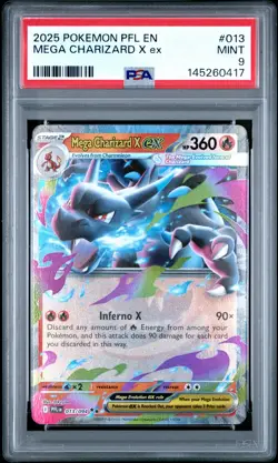 2025 POKEMON PFL EN-PHANTASMAL FLAMES #013 MEGA CHARIZARD X EX PSA 9 - Image 1