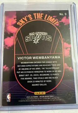 2023-24 Panini Recon Victor Wembanyama #9 Sky's the Limit RC Spurs - Image 2
