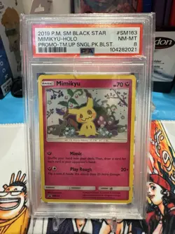 2019 Pokemon Black Star Promo Team Up Mimikyu SM163 Holo PSA 8 NM - MINT - Image 1