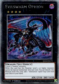 Yugioh Evilswarm Ophion RA04-EN179 1st Edition Platinum Secret Rare NM - Image 1