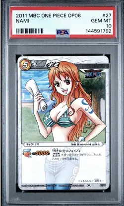 PSA 10 NAMI MIRACLE BATTLE CARDDASS ONE PIECE OP08 #27 2011 - Image 1