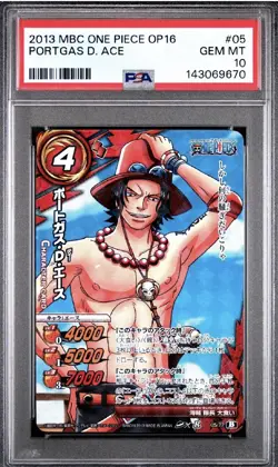 PSA 10 2013 MIRACLE BATTLE CARDDASS ONE PIECE OP16 #05 PORTGAS D. ACE - Image 1