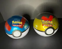 Pokemon TCG Great + Level Ball Tin 2021 C21 3 Booster Packs & Coin New Sealed - Image 1